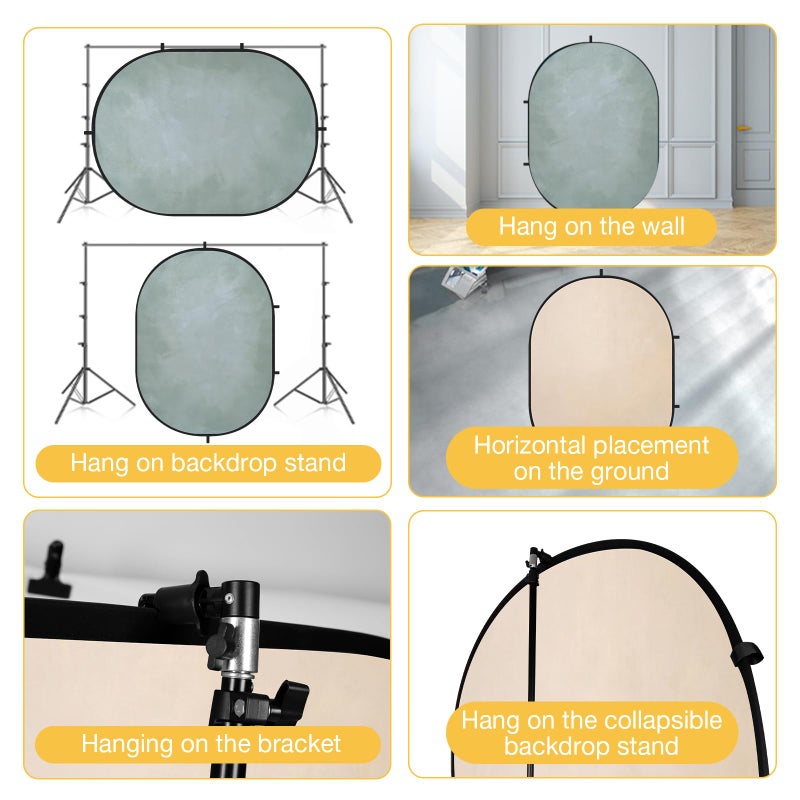 Kate Collapsible Backdrops for Photography Beige/Cyan Pop-Up Backdrop 2-in-1 Panel Background for Parties, Portrait, Video, Podcast, 5x6.5ft - Image 4